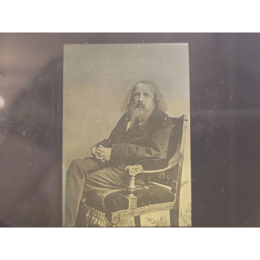 ​7 Vintage Magic Lantern Glass Slides Famous Scientists Mendeleev Daguerre...